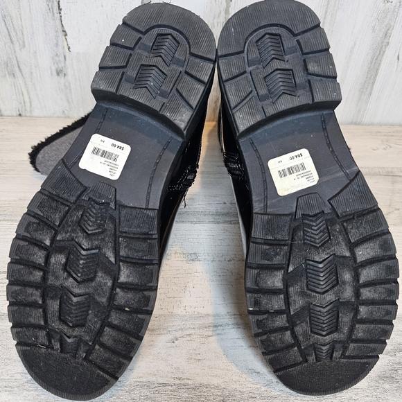 Women's Catherines Black & Gray Boots Side Zipper Mid Calf 8W Fleece Lined - Picture 10 of 11